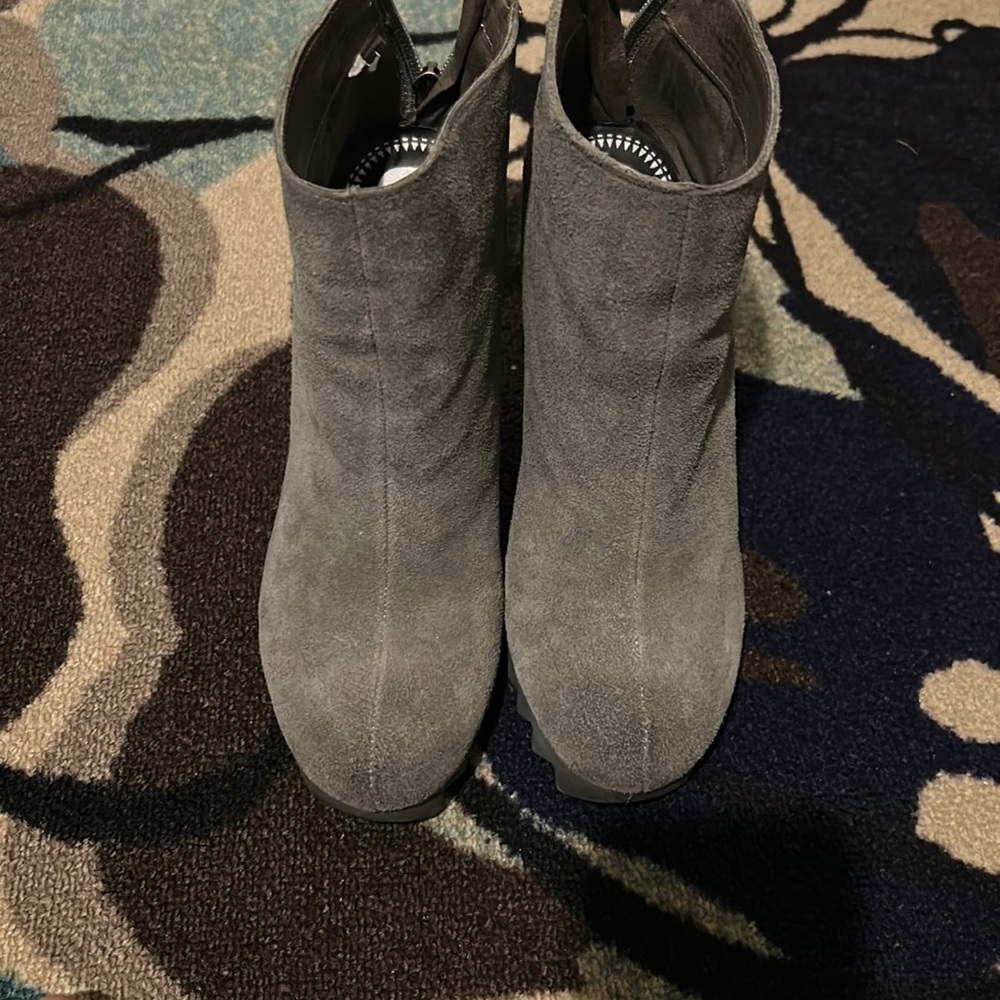 Grey suede booties